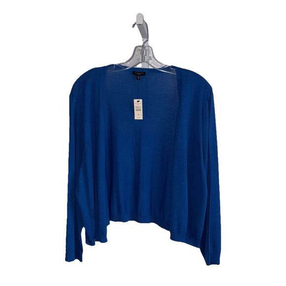 Talbots Woman Blue Knit Cardigan Sweater NWT Plus Size 3X Crop Open Front Boxy - Picture 1 of 7